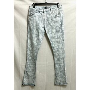 Pheelings Mens Light Wash Blue All Over Print Graphic Denim Jeans 34x34